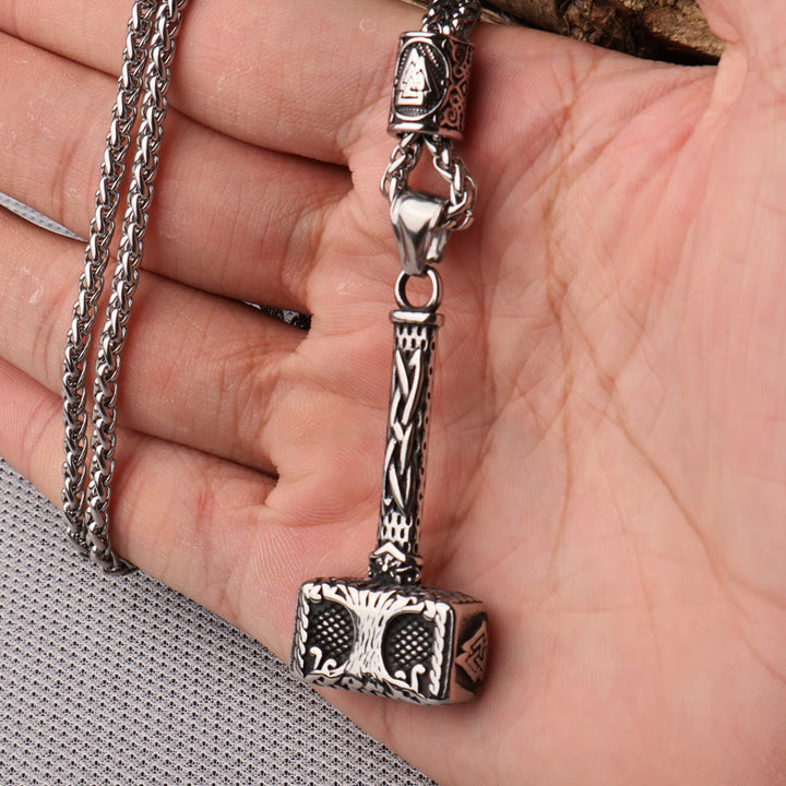 WorldNorse Mjolnir With Valknut Yggdrasil Necklace