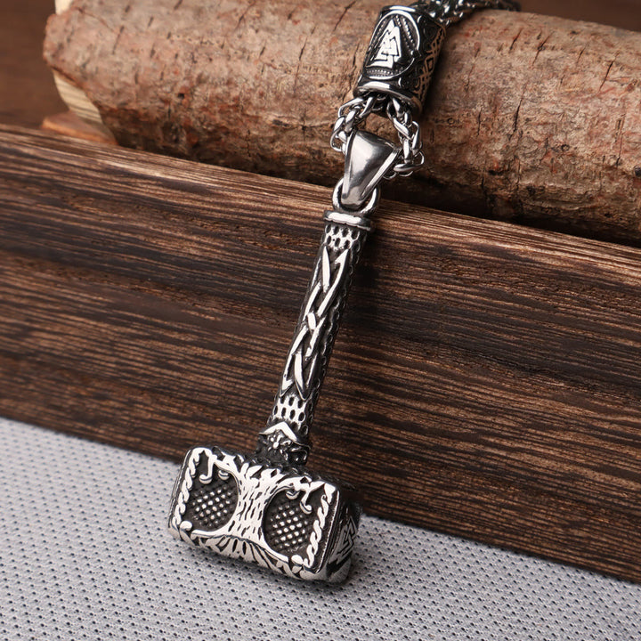 WorldNorse Mjolnir With Valknut Yggdrasil Necklace