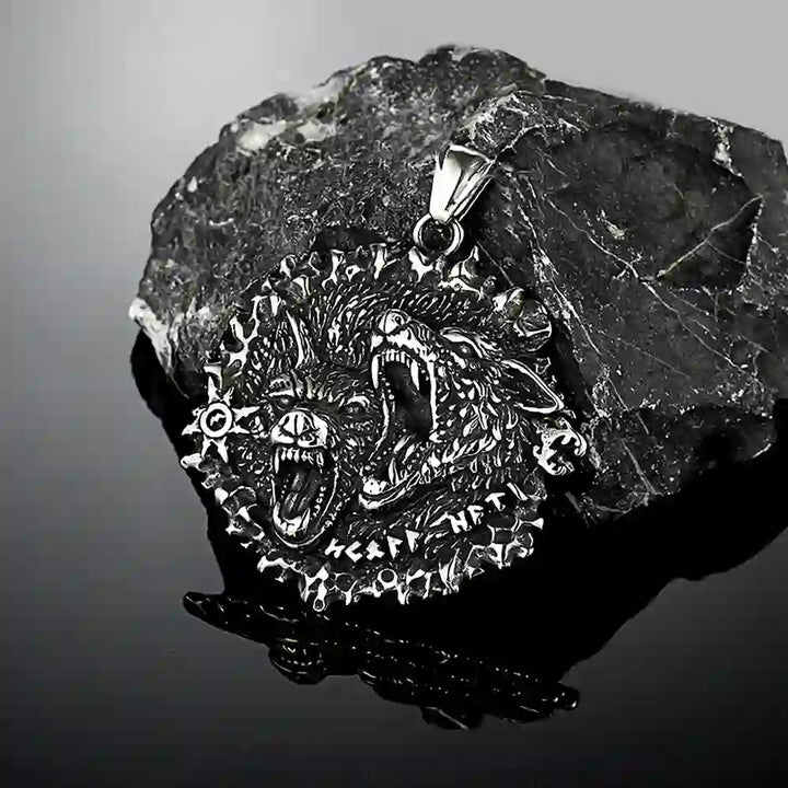 WorldNorse Norse Double Wolf Head Fierce Necklace - image 4
