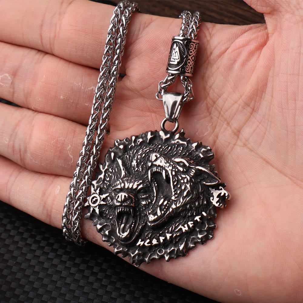 WorldNorse Norse Double Wolf Head Fierce Necklace - image 5