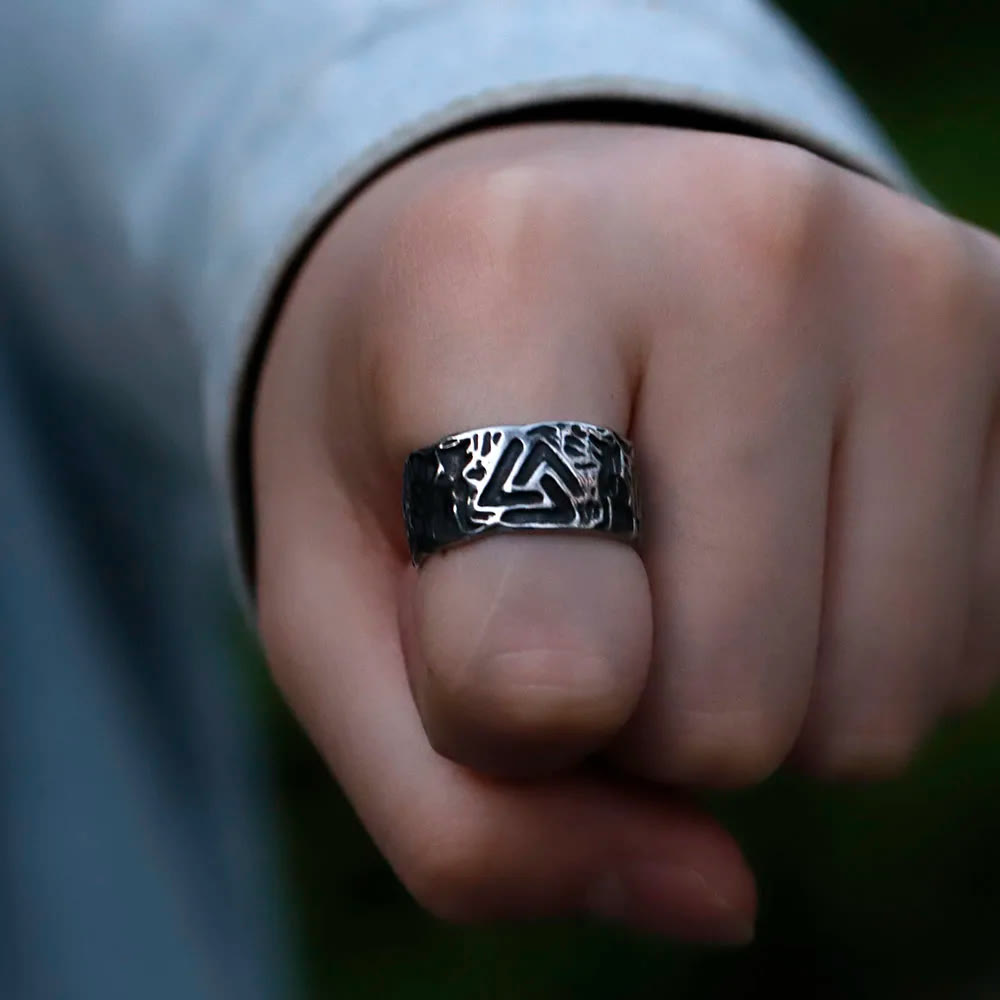 WorldNorse Vintage Unique Odin Valknut Domineering Ring - image 7