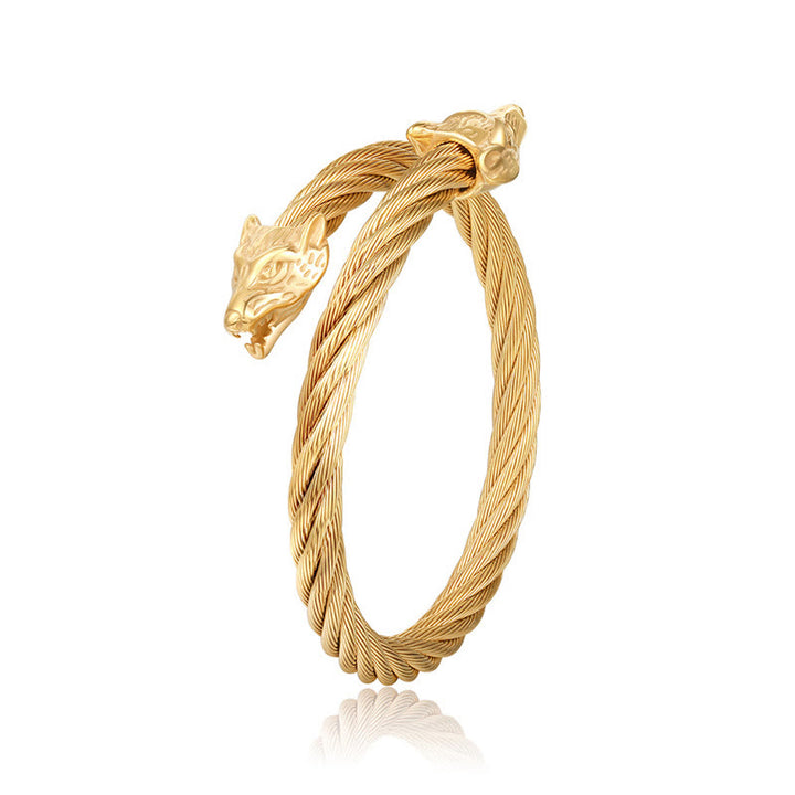 WorldNorse Wolf Head Twisted Open Bracelet - image 2