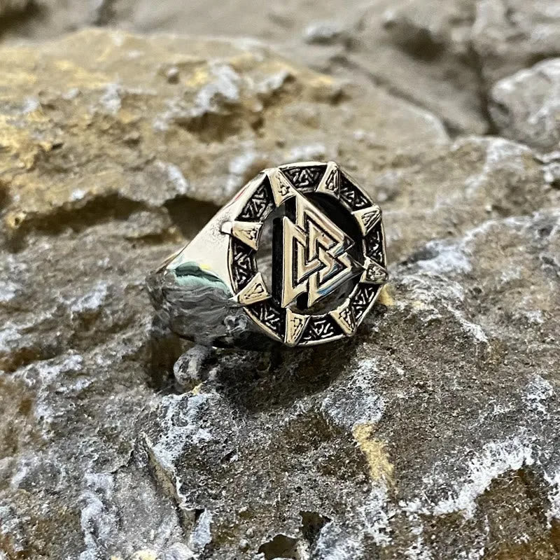 WorldNorse Valknut Triangle Biker Hollow Out Ring - image 1