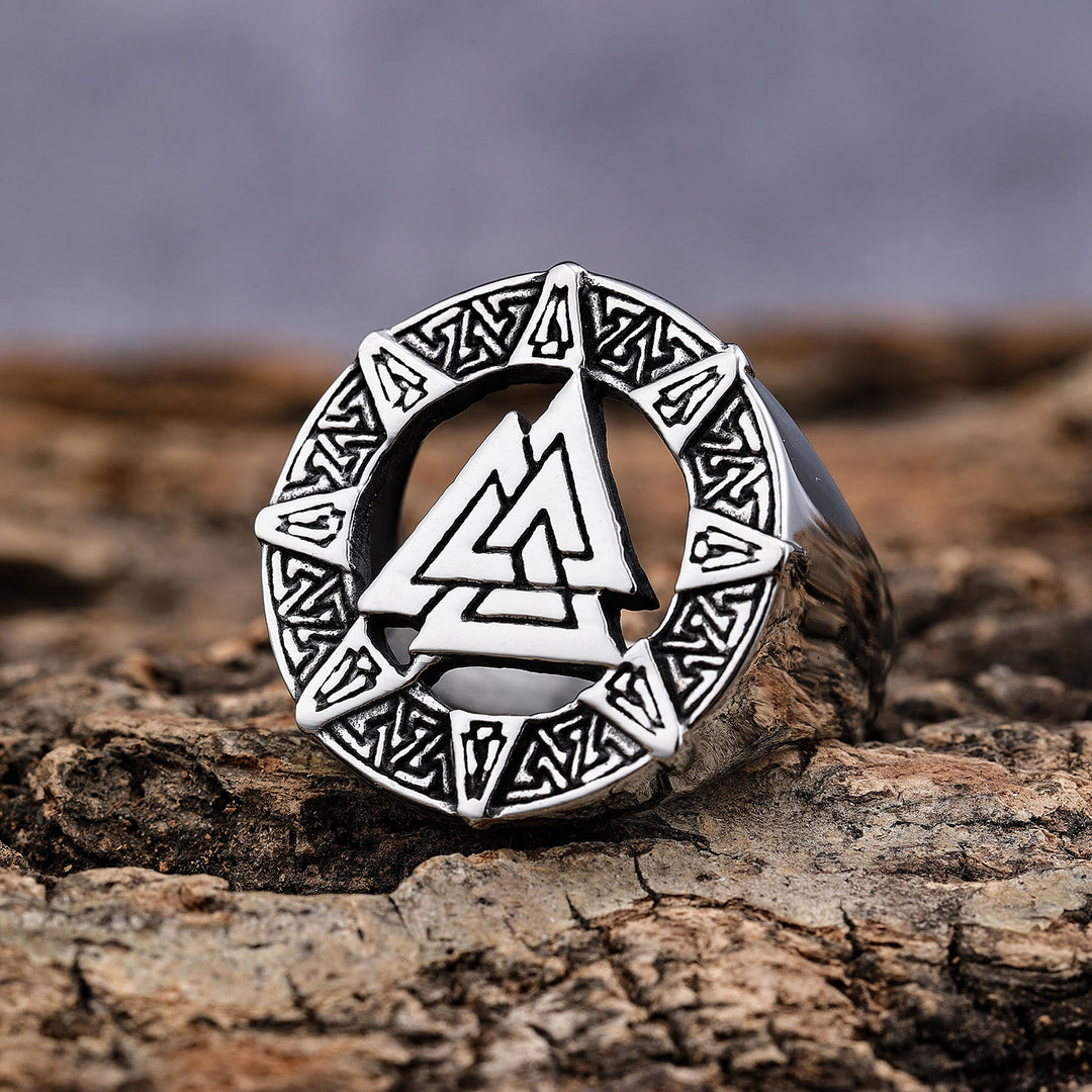 WorldNorse Valknut Triangle Biker Hollow Out Ring - image 7