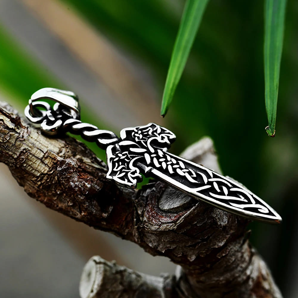 WorldNorse Nordic Viking Warrior Celtic Knot Sword Necklace - image 5