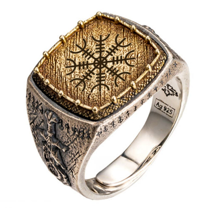 WorldNorse Handcrafted 925 Silver Valknut Viking Symbols Ring - Helm of Awe - AU Size Y (US 12) - YES PLEASE - image 10