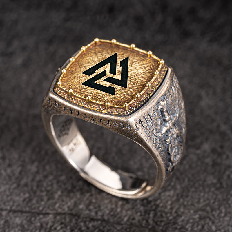 WorldNorse Handcrafted 925 Silver Valknut Viking Symbols Ring - Valknut - AU Size Y (US 12) - YES PLEASE - image 0