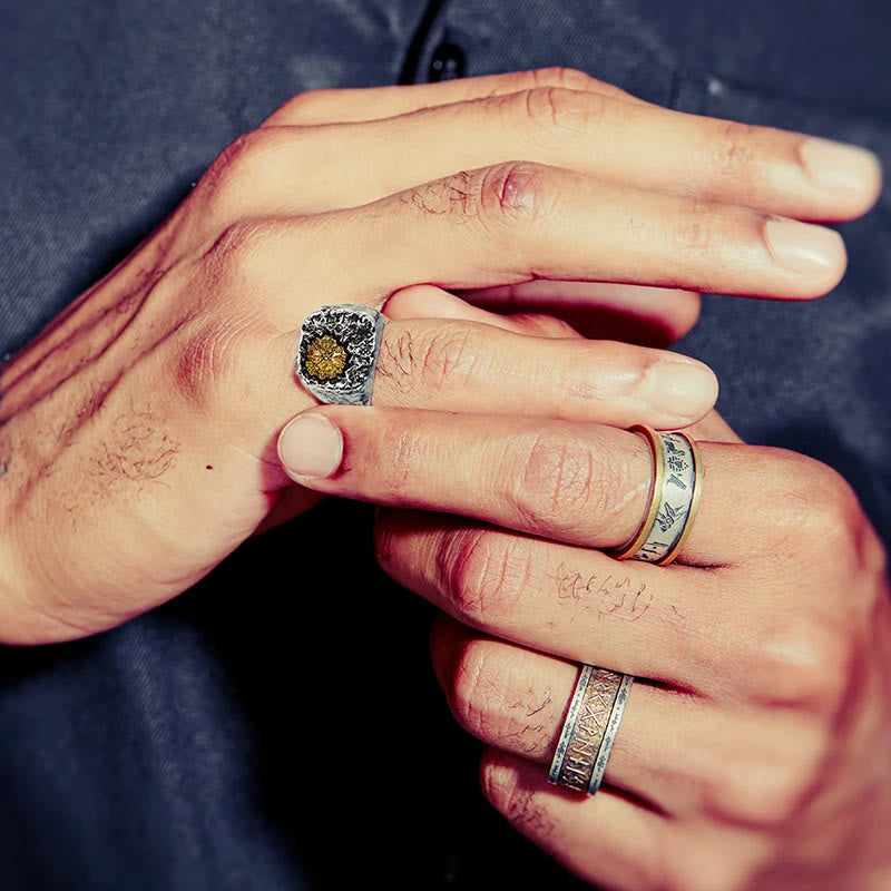 WorldNorse 925 Sterling Silver Viking Signet Magic Circle Ring - image 1