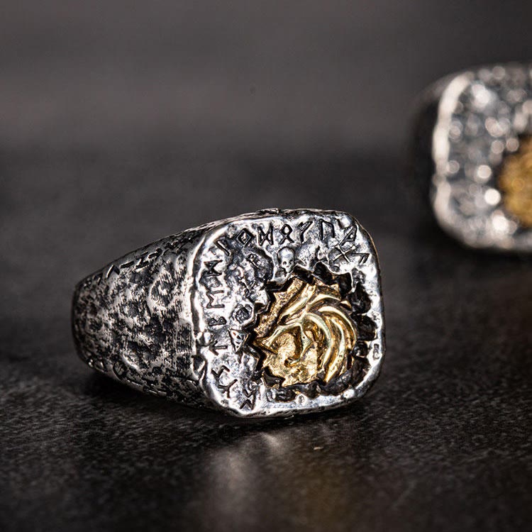 WorldNorse 925 Sterling Silver Witcher Wolf Skull Ring - Adjustable - image 0