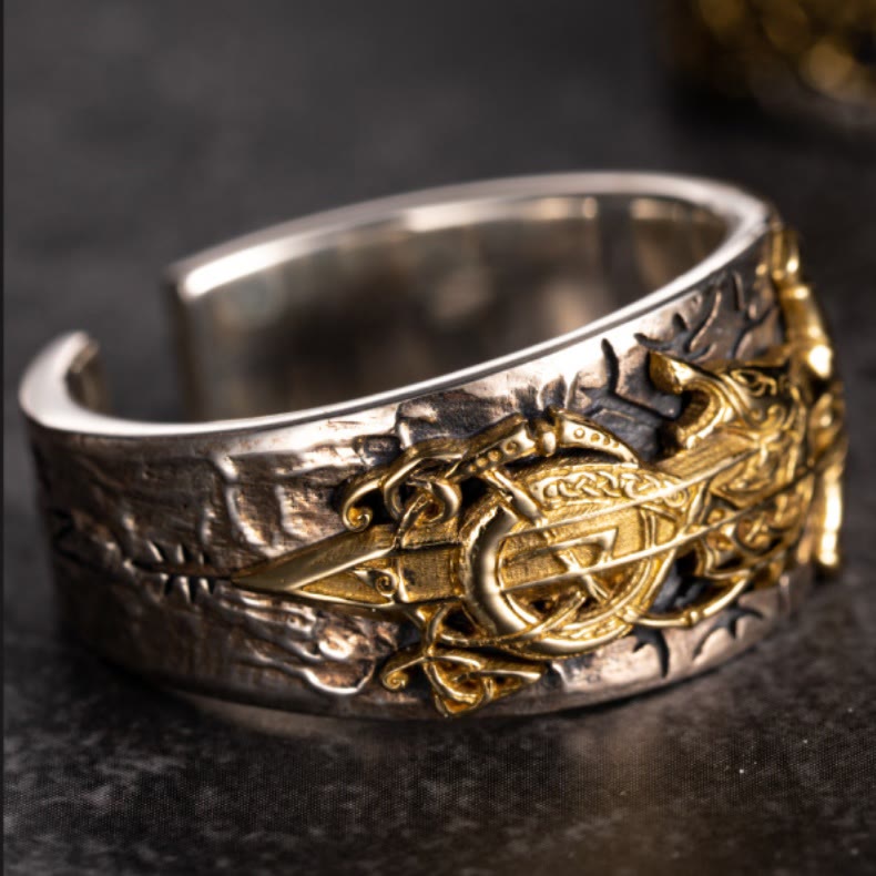 WorldNorse 925 Sterling Silver Sword Norse Dragon Open Ring - image 3