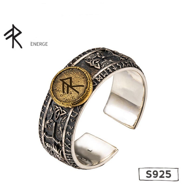 WorldNorse Handcrafted 925 Silver Dragon Runes Open Ring - Energe - AU Size V1/2 (US 11)-AU Size Y (US 12) - image 7