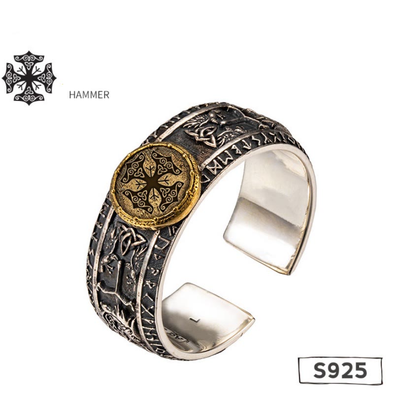 WorldNorse Handcrafted 925 Silver Dragon Runes Open Ring - Hammer - AU Size V1/2 (US 11)-AU Size Y (US 12) - image 12