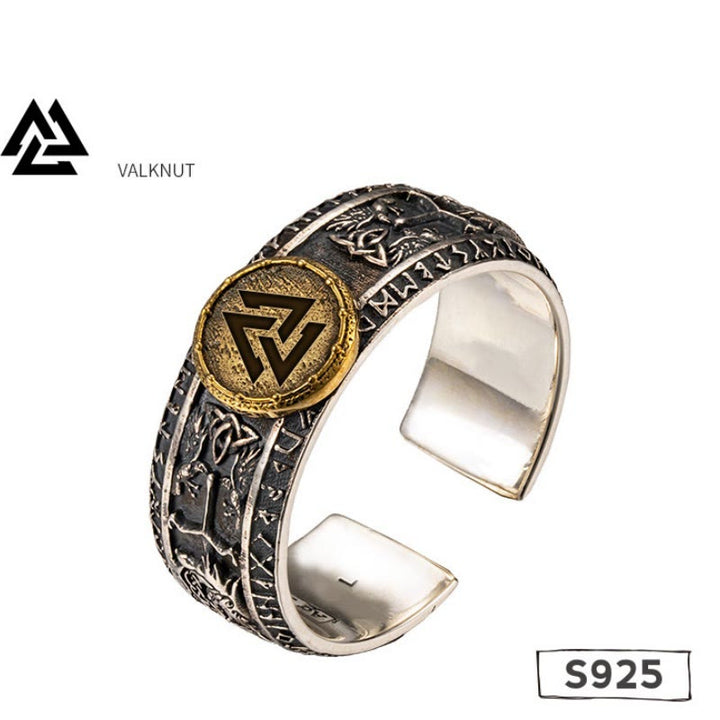 WorldNorse Handcrafted 925 Silver Dragon Runes Open Ring - Valknut - AU Size V1/2 (US 11)-AU Size Y (US 12) - image 11