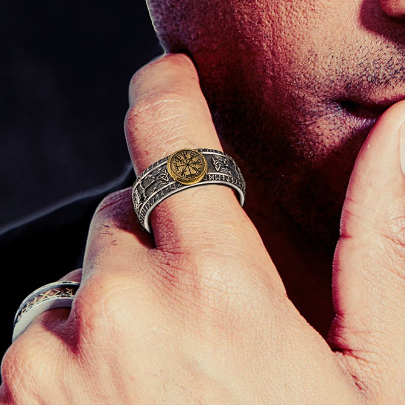 WorldNorse Handcrafted 925 Silver Dragon Runes Open Ring - image 1