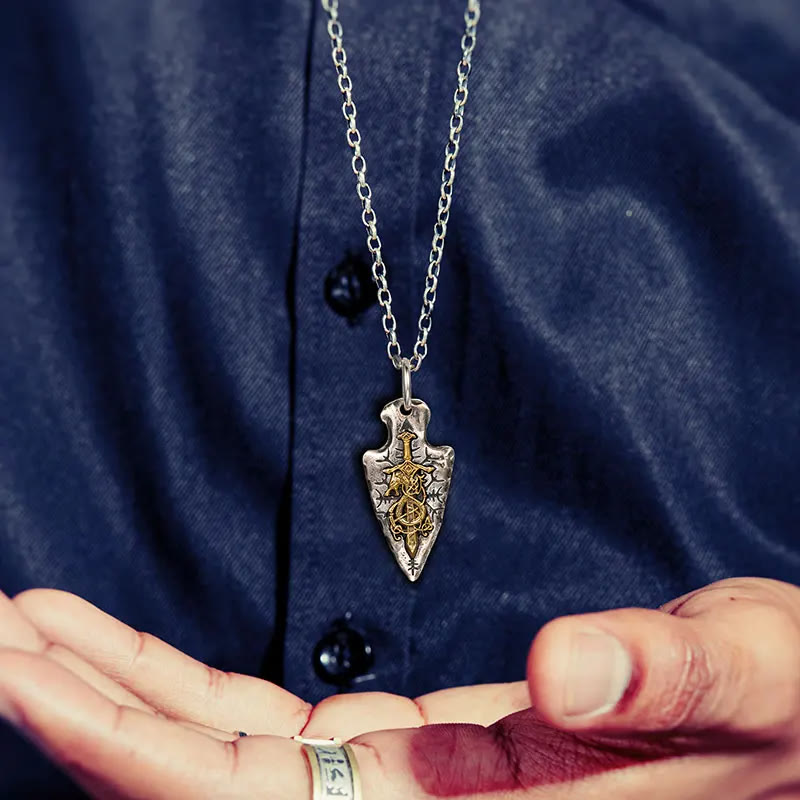 WorldNorse Handcrafted 925 Silver Dragon Sword Necklace - image 1