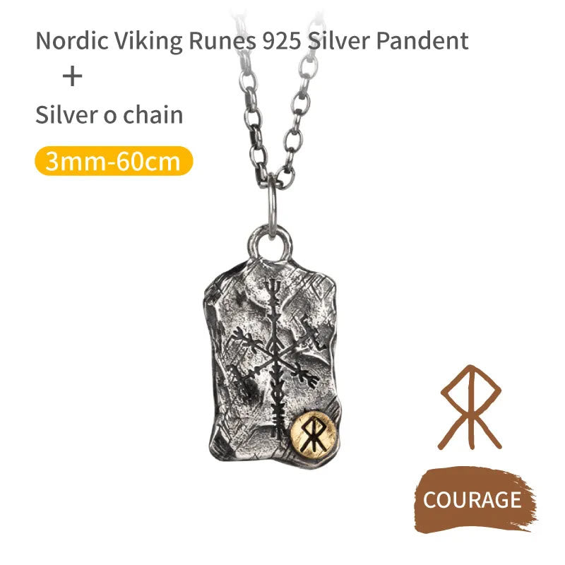 WorldNorse Handcrafted 925 Silver Rune With Vegvisir Necklace - Courage - Chain - image 2