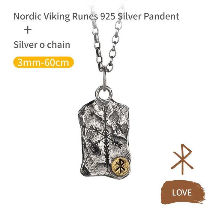 WorldNorse 925 Sterling Silver Rune With Vegvisir Necklace - Love - Chain - image 6