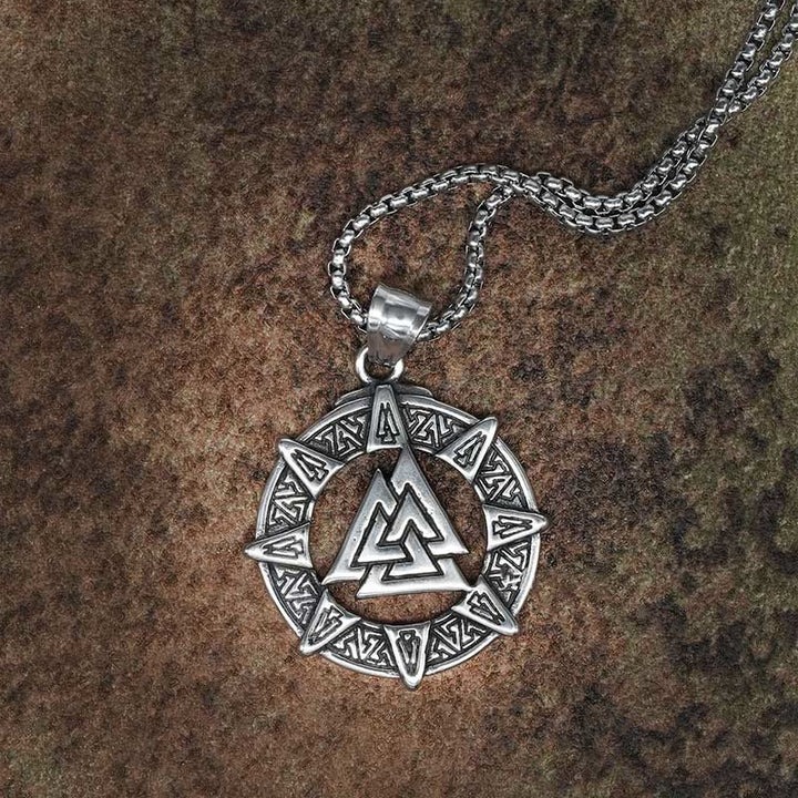 WorldNorse Viking Age Valknut Futhark Circle Necklace