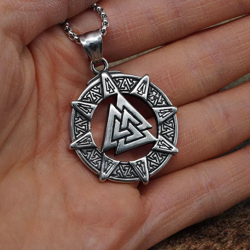WorldNorse Viking Age Valknut Futhark Circle Necklace