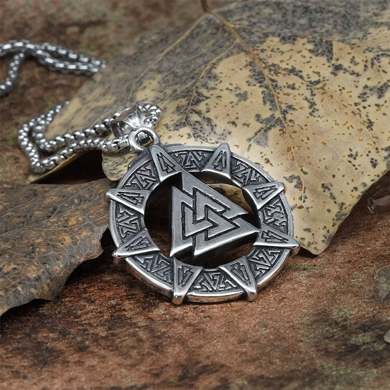 WorldNorse Viking Age Valknut Futhark Circle Necklace