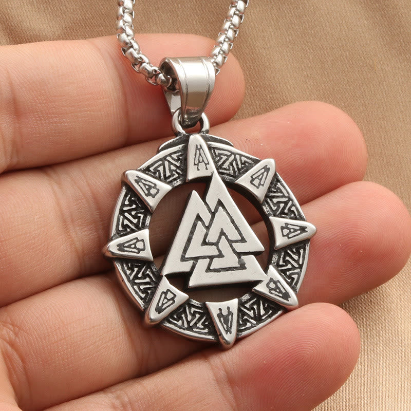 WorldNorse Viking Age Valknut Futhark Circle Necklace