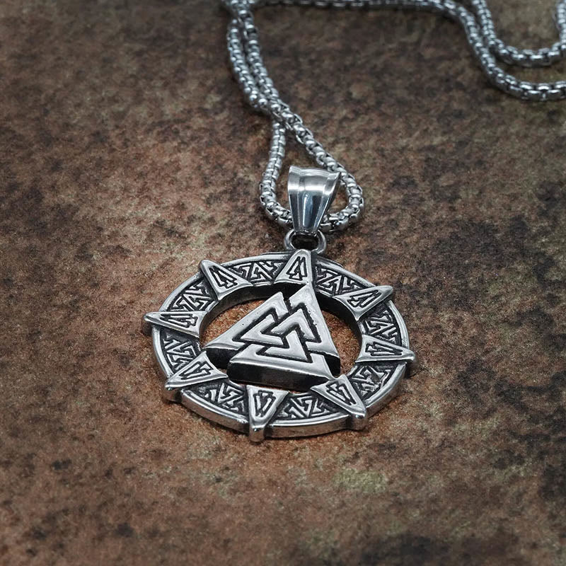 WorldNorse Viking Age Valknut Futhark Circle Necklace