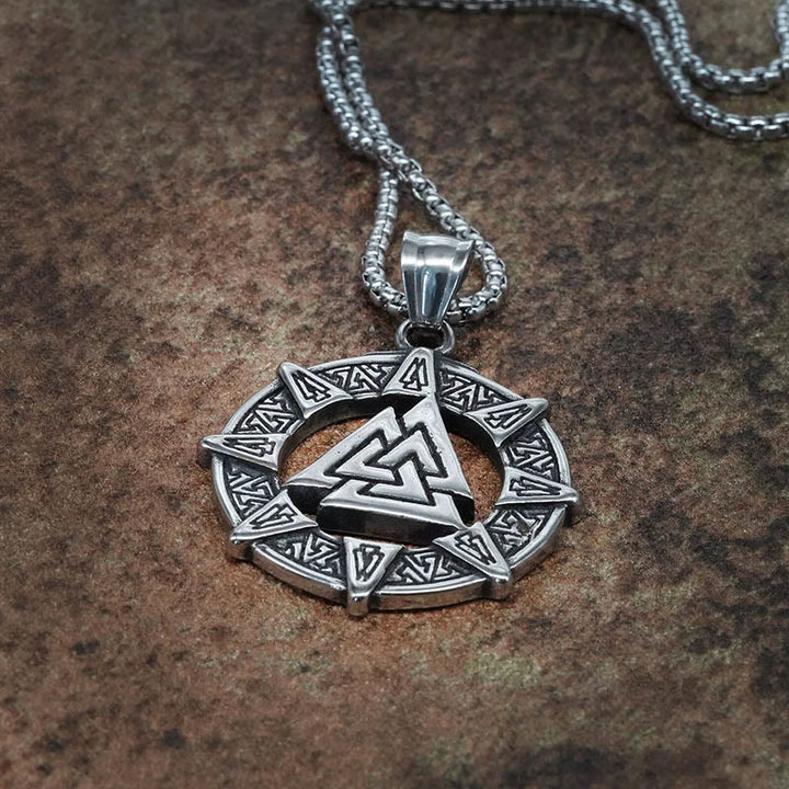 WorldNorse Viking Age Valknut Futhark Circle Necklace