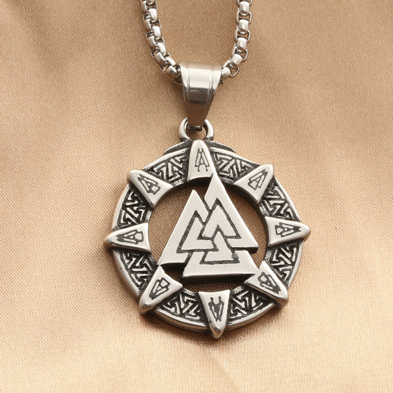 WorldNorse Viking Age Valknut Futhark Circle Necklace