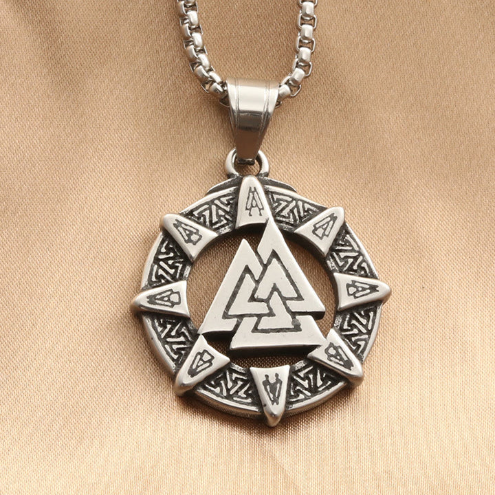 WorldNorse Viking Age Valknut Futhark Circle Necklace