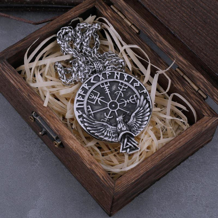 WorldNorse Norse Raven & Vegvisir Viking Symbol Necklace
