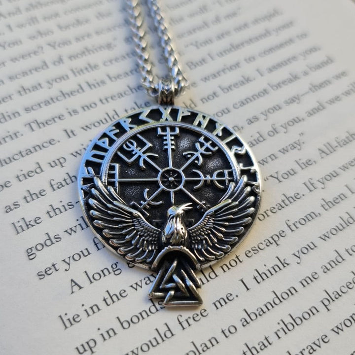 WorldNorse Norse Raven & Vegvisir Viking Symbol Necklace