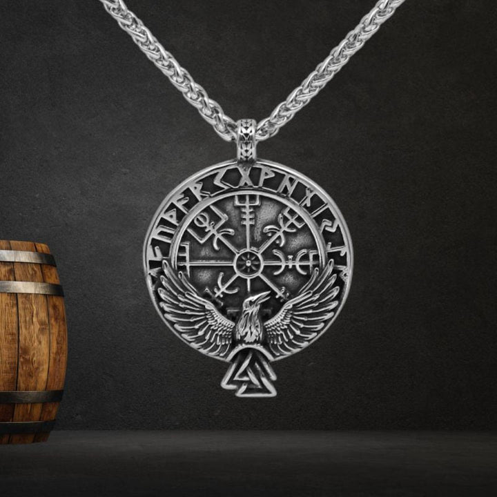 WorldNorse Norse Raven & Vegvisir Viking Symbol Necklace