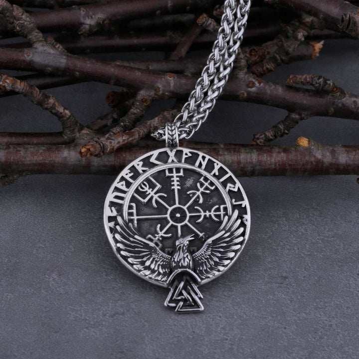 WorldNorse Norse Raven & Vegvisir Viking Symbol Necklace