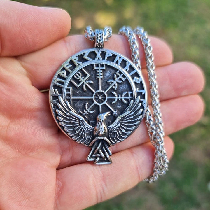 WorldNorse Norse Raven & Vegvisir Viking Symbol Necklace