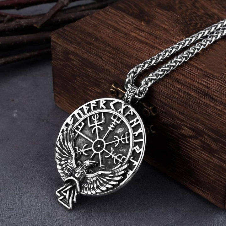 WorldNorse Norse Raven & Vegvisir Viking Symbol Necklace