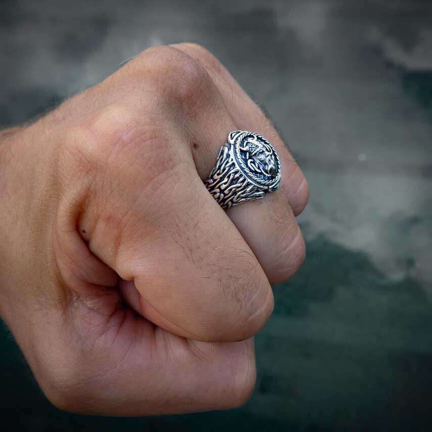 WorldNorse Odin Head Totem Tribal Celtic Knot Ring