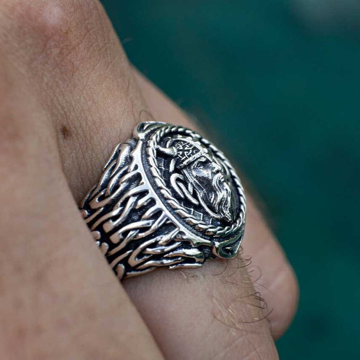 WorldNorse Odin Head Totem Tribal Celtic Knot Ring