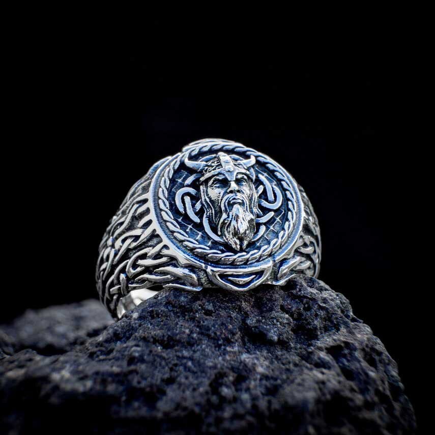 WorldNorse Odin Head Totem Tribal Celtic Knot Ring