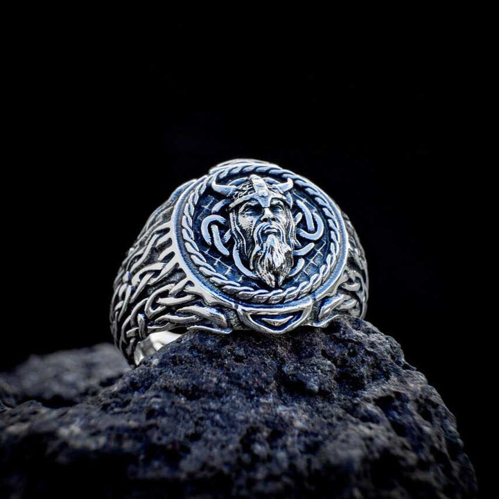WorldNorse Odin Head Totem Tribal Celtic Knot Ring