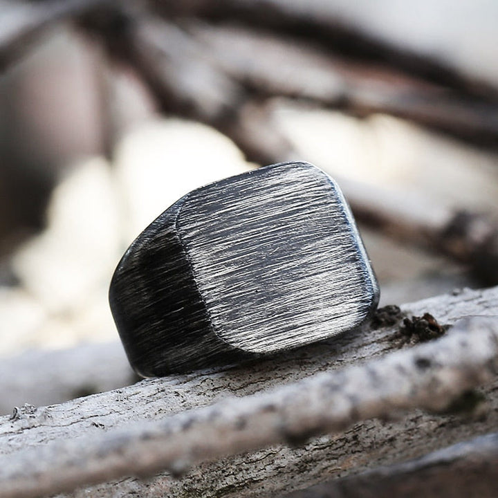 WorldNorse Retro Simple Plain Stainless Steel Square Ring - image 5