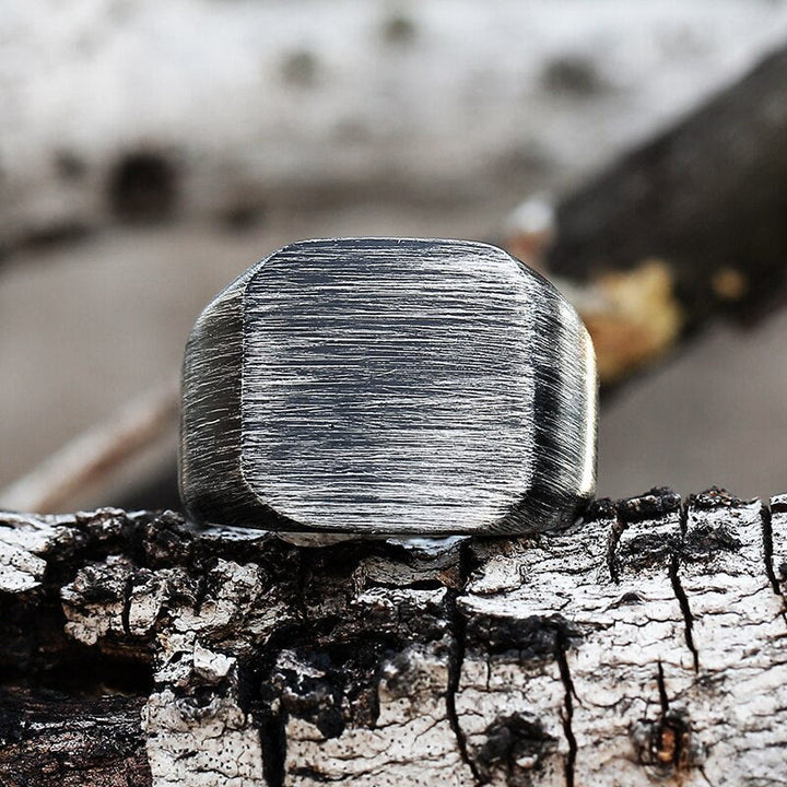WorldNorse Retro Simple Plain Stainless Steel Square Ring - image 3