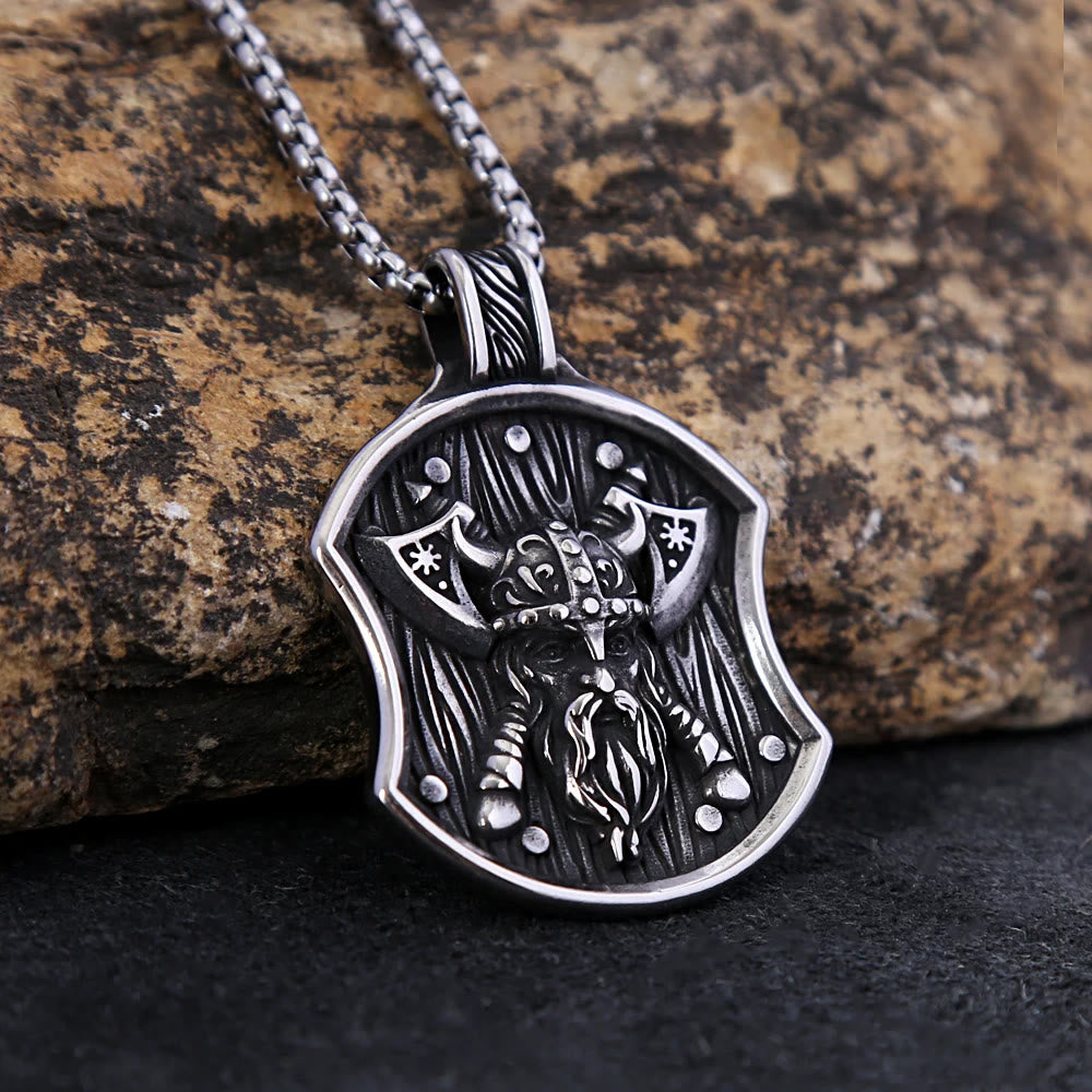 WorldNorse Odin Warrior Axe Shield Necklace - Silver - image 2