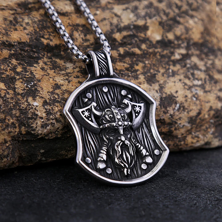 WorldNorse Odin Warrior Axe Shield Necklace - Silver - image 2