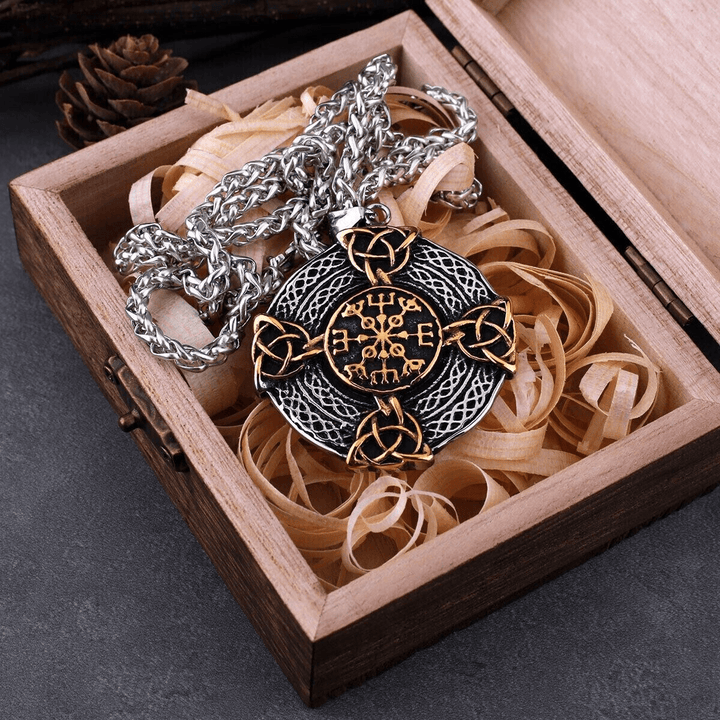 WorldNorse Vegvisir Celtic Knot Triple Necklace
