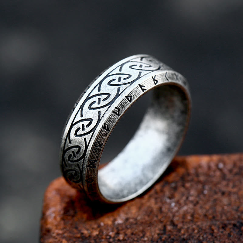 WorldNorse Retro Rune Celtic Knot Ring - Retro Silver - AU Size Z（US 13） - image 1