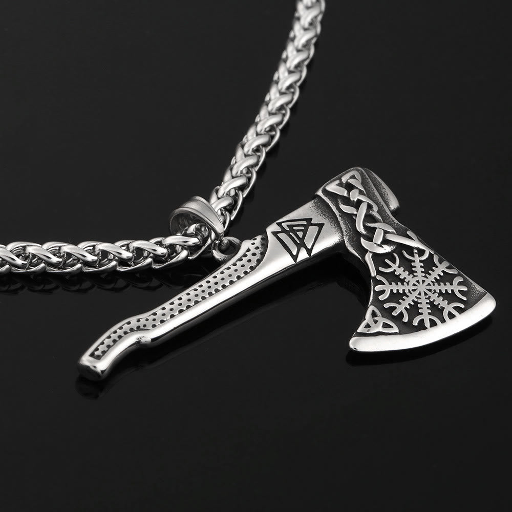 WorldNorse Viking Axe Norse Myth Symbols Necklace