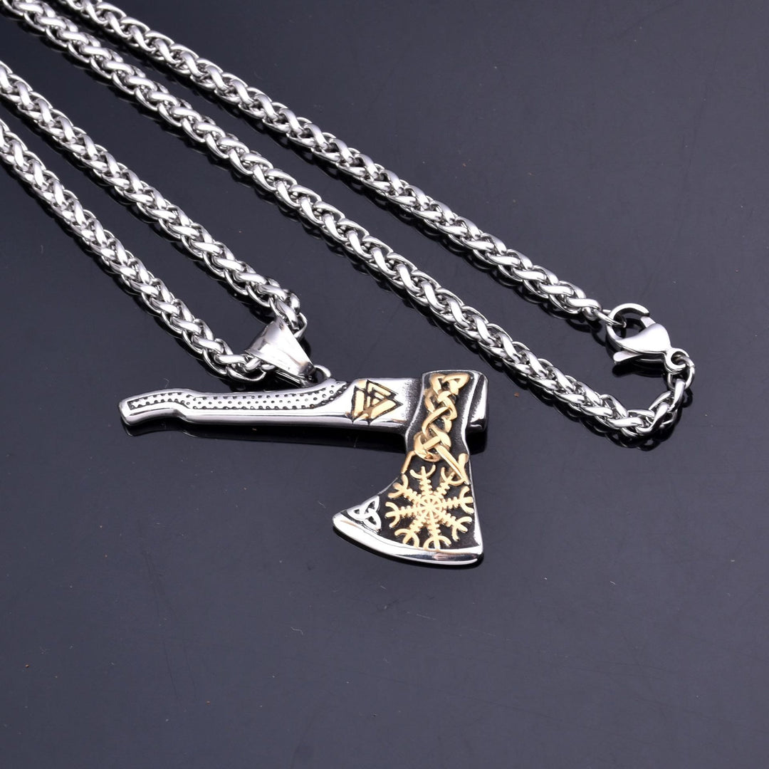 WorldNorse Viking Axe Norse Myth Symbols Necklace