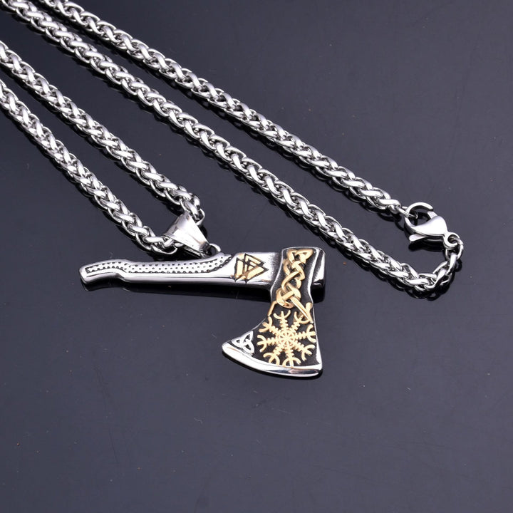 WorldNorse Viking Axe Norse Myth Symbols Necklace