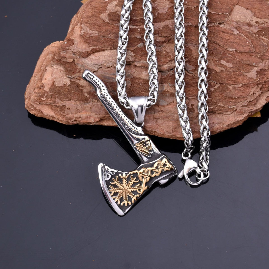 WorldNorse Viking Axe Norse Myth Symbols Necklace