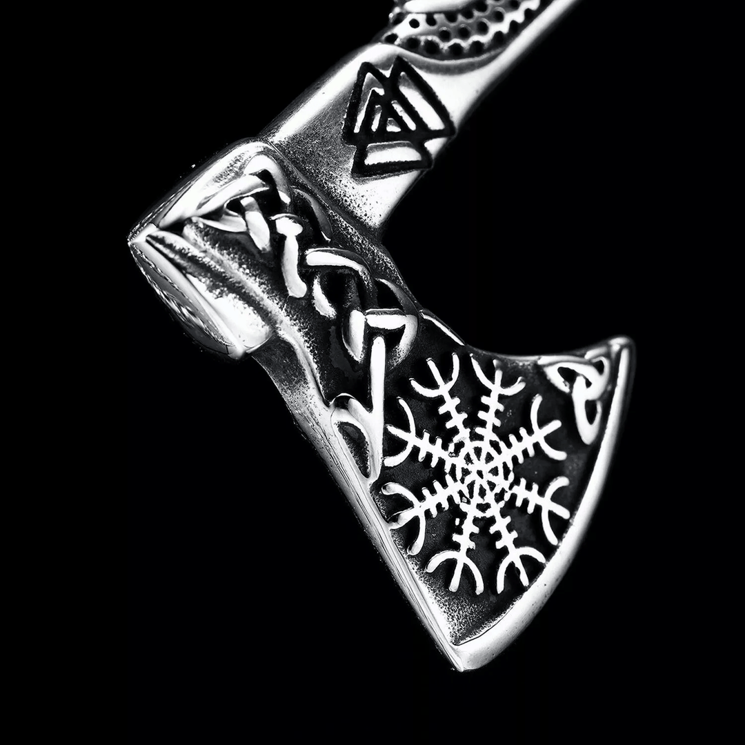 WorldNorse Viking Axe Norse Myth Symbols Necklace